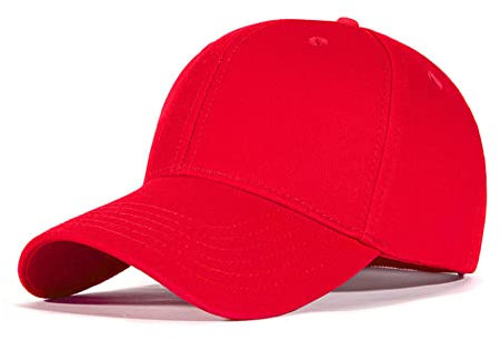 Bakicey Baseball Cap Unisex Outdoor Sonnenhut Damen Baseball Cap Baumwolle Baseball Mützen Erwachsenen Casual Hip Hop Baseboard Baseballkappe Verstellbar Herren Baseball Cap Kappe (Rot)