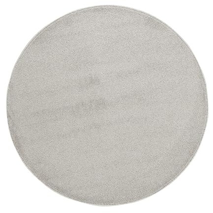 Carpetsale24 Teppich Rund 160 cm Creme, Kurzflor, Einfarbig, Modern, Pflegeleicht, rutschfest, Weicher Bodenteppich für Wohnzimmer, Schlafzimmer, Essbereich