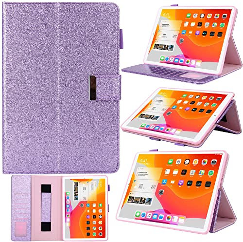 iPad Mini 6th Gen 8.3 Case, RuiRdot Glitter Smart Folio Protective Cover Magnetic Closure PU Leather Stand Case with Card Slots/Pen Holder Compatible with 2021 New iPad Mini 6 8.3 inch (Purple)