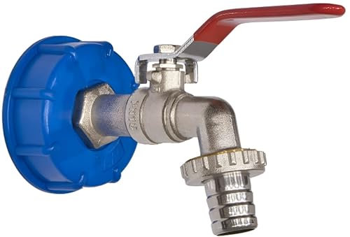IBC Adapter mit S60x6 auf 1 Zoll Gewinde und 1 Zoll Messing Kugelhahn für IBC Container