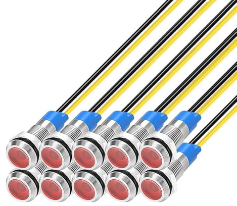 Gebildet 10Pcs 6mm 1/4 230V/AC LED Metal Indicator Light Waterproof Signal Lamp (Red)
