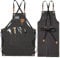 Theuwnee® Kochschürzen mit Großen Taschen,Canvas Schürze mit Kreuzrücken für Männer und Frauen, Küche, Backen, Lätzchen, Strapazierfähige, Verstellbare schürze in Profiqualität,22x31in (Schwarz)