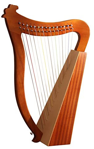 Irische Harfe 15-saitige Mahagoni-Lyra-Harfe aus Holz mit Stimmschlüssel und Tragetasche