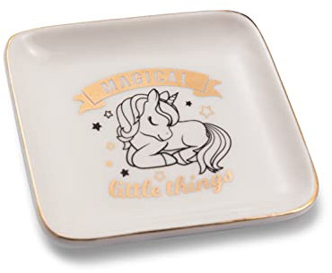 Heart & Home Bandeja de cerámica con diseño de unicornio con texto en inglés Cute Unicorn Magical Little Things, idea de regalo sentimental 280000024