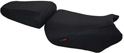 Moto Discovery Sitzbankbezug kompatibel mit Suzuki SV 650 / 650S 2003-2015 schwarz mit blauen Nähten