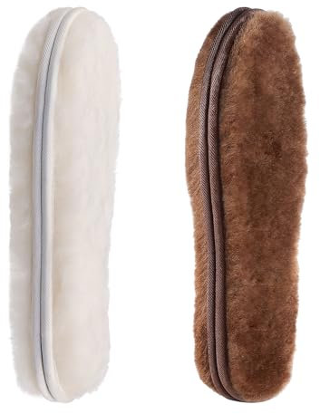 CCSOFTIME 2 Paar Lammfell Einlegesohlen für Damen und Herren,Dicke Lammfellsohlen Winter Warm Schafwolle Schuheinlagen für Arbeitsschuhe,Hausschuhe und Stiefel,Beige Braun 43EU