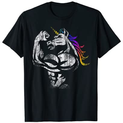 Muskel Einhorn Workout Vatertag Geschenk Gewichtheben Gym T-Shirt