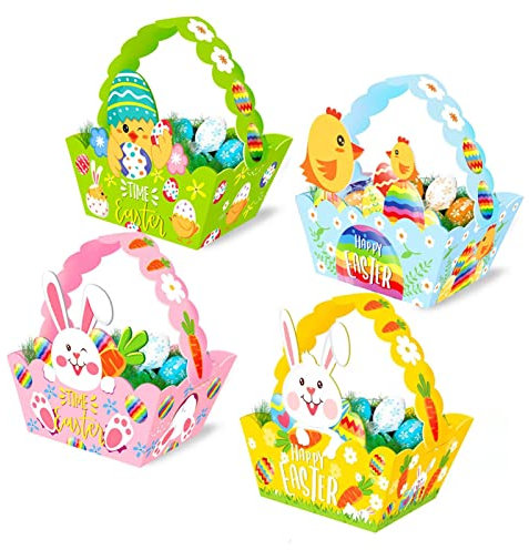 VENTDOUCE Osterkörbe für Kinder | Schöne Hasenei Henne Osterkorb Taschen mit Griff, tragbare -Leckerli-Boxen, Dekoration für Feiertage, Partyzubehör