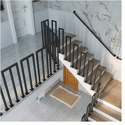 Handläufe Innen-Außentreppen-Handlauf-Baluster, Schwarzes Metall-Eisen-Treppen Geländer, 35-95 cm Hohes Treppenstufen-Schutzgeländer, for Das Dachgeschoss Von Home Hotel Villa (Color : Black, Size :