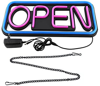 Ejoyous Néon Ouvert LED, Lampe Néon Ouverte LED Panneau Ouvert LED Panneau Ouvert Veilleuse Suspendue Néon pour Fête Décorative Hôtel Shop Restaurant Salle 50x25cm