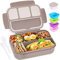 Bento Lunchbox, Lunchbehälter für Erwachsene, Herren, Damen, 1150 ml Lunchbox, Lebensmittelbehälter mit 4 Fächern, mit Utensilien, Saucenbehälter, spülmaschinen- und gefriergeeignet, braun