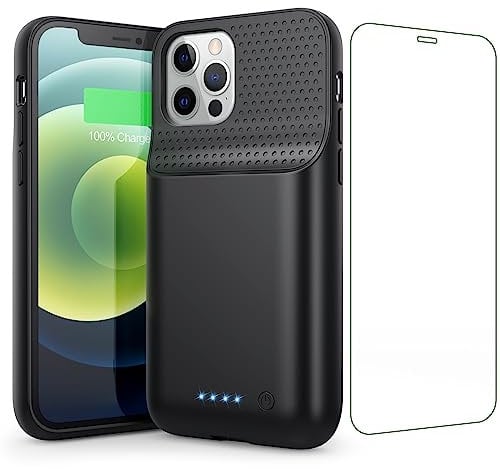 Feob Coque Batterie pour iPhone 12/12 Pro,【Version Actualisée 】 10800mAh Power Chargeur Case Slim Rechargeable Extended Portable Protection Batterie Externe pour Apple iPhone 12/12 Pro (6,1 Pouces)