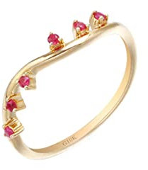 Ayoiow Hochzeitsring Damen, Rosegold Ring Echt Gold mit Rund Rubin Ring Rot Einfache Welle Größe 51 (16.2)