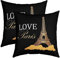 Eiffelturm Kissenbezüge 50x50cm 2er Set Kissenbezüge Weich Glitter Dekorative Sofakissen Couchkissen Paris Kissenbezug Kissenhülle Chic Paris Thema Dekokissen Modern French Stil Dekokissen