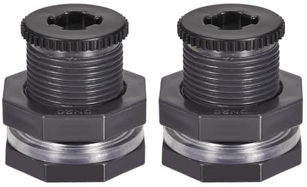 M METERXITY 2 Set PVC Passaparete Raccordo - Passaparete Filettato Acqua Serbatoio Connettore, con Spina Raccordo, Applica a Acquari, Secchielli per Pioggia, (Filettatura G3/4, Grigio)