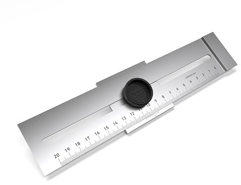 BAUHELD® Streichmaß Metall 200mm [mm-Teilung] - Anreiß-Werkzeug rostfrei aus verchromtem Stahl - Metall-Lineal mit gehärteter Anreißkante - Streichmass Holzwerkzeug mit tiefengelaserte Messskala