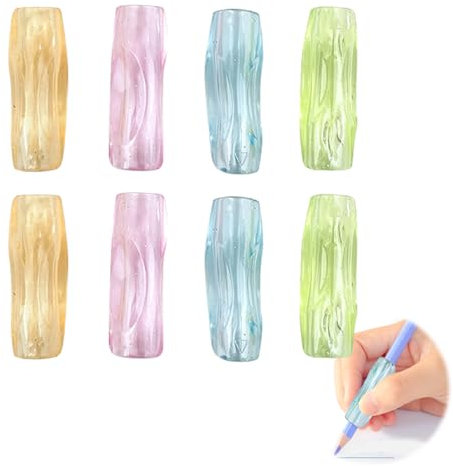 RTRTGS Ergonomic Writing Aids for Pens, Silicone Pen Grips, Grip Holder, Pencil Grips, Pen Holder, Pack of 8