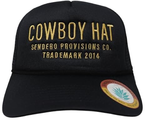 Sendero Provisions Co. Cowboy verstellbare Snapback-Schaumstoff-Truckermütze mit gesticktem Design und Netzrücken für Atmungsaktivität (Schwarz/Gold), Einheitsgröße, Schwarz, Einheitsgr��e