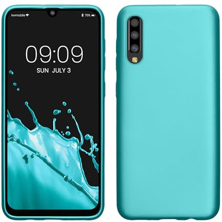 kwmobile Case kompatibel mit Samsung Galaxy A50 Hülle - Schutzhülle aus Silikon metallisch schimmernd - Handyhülle Metallic Mintgrün