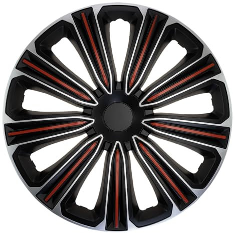 J-Tec Satz Radzierblenden Rosso 15-Zoll Silber/Schwarz/Rot
