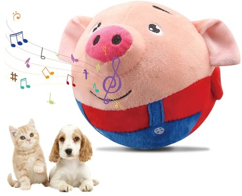 Hundespielzeug, Aktives Bewegendes Haustier Plüschspielzeug, Automatisch Rollender Futter Ball, USB Wiederaufladbar Hundeball, Bissfest Interaktives Hüpfend Ball für Haustier Hunde IQ Training (01)