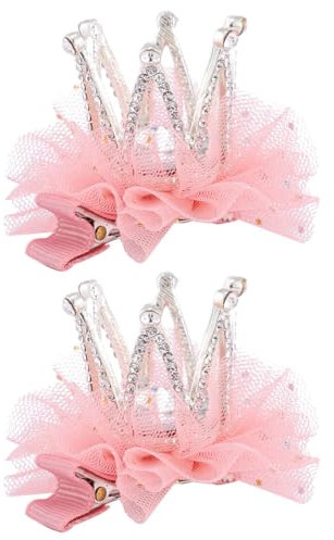 2St Kronen-Haarspange aus dreidimensionalem Mesh Haarschmuck für Mädchen Kinderkostüme Haarklammer Tiara Netzkronen-Haarspangen Haarspangen für Kinder Prinzessin Kopfbedeckung Hut