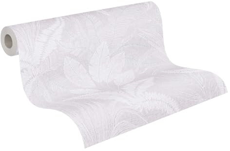 Livingwalls papier peint 396544 avec des feuilles de palmier en rose, violet, blanc - papier peint fleuri avec effet métallisé argenté - 10,05m x 0,53m - Fabriqué en Allemagne