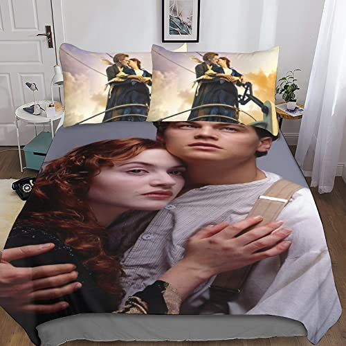 BYTUGI Titanic Bettwäsche 3D Titanic Bettbezug Mikrofaser Bettwäsche Set Bettbezüge Mit Reißverschluss Kissenbezüge Double（200x200cm）