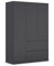 Rauch Möbel Costa, Drehtürenschrank, Kleiderschrank, 3-türig, 2 Schubkästen, Grau-metallic, Schwarz, Push-to-open, Griffprofil grau-metallic, 136x197x54 cm