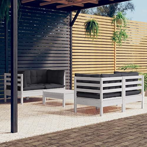 KTHLBRH Outdoor Lounge Garten möbel draußen Balkon Tisch und stühle 5-TLG. Garten-Lounge-Set mit Anthrazit Kissen Kiefernholz