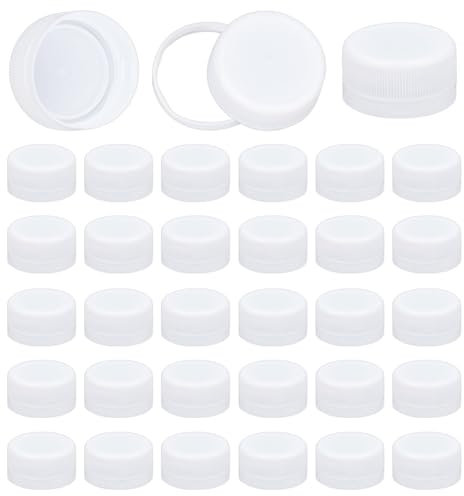 OLYCRAFT 50 Stück Plastikflaschenverschlüsse Weiße Schraubverschlüsse 26 mm Innendurchmesser Flaschenkrug-Aufbewahrungsverschlüsse Rote Plastikdeckel Für Saftflaschen Spenderverschlüsse