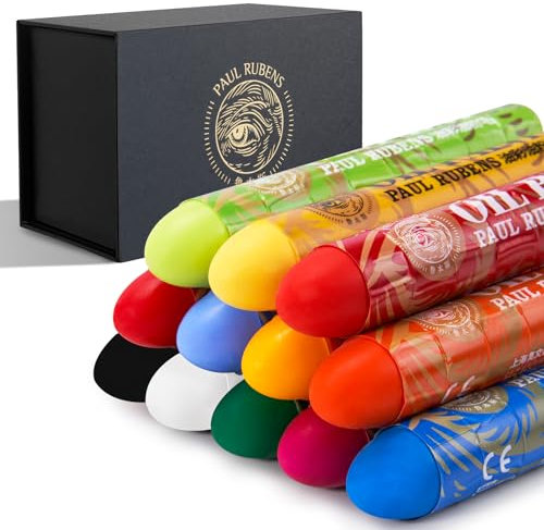 Paul Rubens Ölpastellkreiden, 12 Farben Super Jumbo HaiYa Künstler Weiche Ölpastellkreiden Lebhaft und Cremig, Kunstbedarf für Künstler, Anfänger, Studenten, Kunst Malerei Zeichnung (Set A)