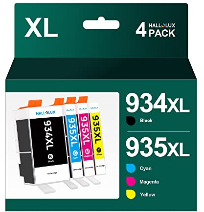 HALLOLUX 4 Packs 934XL 935XL High Yield Compatible Ink Cartridges, Black/Cyan/Magenta/Yellow, Multipack for HP 934 XL 935 XL OfficeJet Pro 6230 6830 6835 OfficeJet 6812 6815 6820 printer