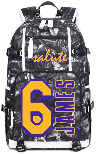 LUDIOPSG Basketball J-ames Multifunktions Rucksack Reise Laptop Fans Flammenelement Tasche für Männer und Frauen (Grau - 1)
