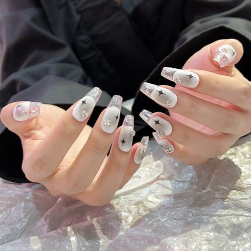 Pure Handmade Nails Press on Nail Reusable Fake Nails Nude Gradient Pink Colour Medium Stick on Nails French Tip False Nails 10pcs (L, Q069)