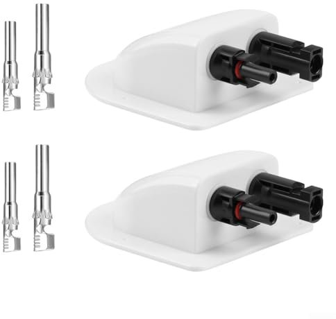 Solar Double Cable Entry Gland with Photovoltaic Connector Waterproof ABS Solar Plate Bracket Curved Dual Cables Connectors Box for Housing Solar Panels (2pcs)