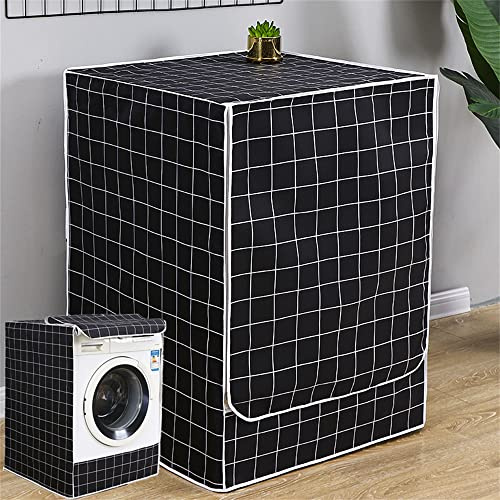YOWGBVWC Waterproof Dustproof Front Load Washing Machine Cover - Minimalist Plaid Design for 8-10kg Washers and Dryers - Elegant Tumble Dryer Protector with Sunscreen Feature