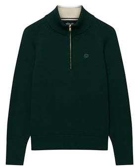 Superdry Damen Classic Cotton Strickpullover mit Reißverschluss Dunkles Piniengrün 40