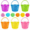 6 Pcs 8 Easter Egg Baskets with 55g Tricolors Easter Grass - Easter Baskets with Handle for Easter Theme Garden Party Favors, Bunny Easter Egg Hunt Party Treat Bag Goodies Goody, Basket Fillers