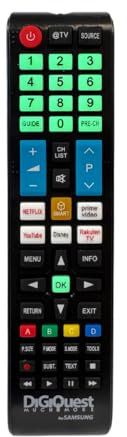 Digiquest Telecomando compatibile con tutti i modelli TV a marchio SAMSUNG TV, LCD, LED, PLASMA e 4K, Tasti fluorescenti e dedicati alle piattaforme streaming, Già configurato e pronto all’uso