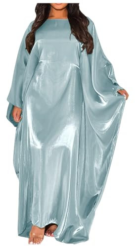 Gebetskleidung Für Frauen Damen Maxikleid Bescheidenes Langarm, Ethnisches Tribal Abaya Seidiger Stil, Maxikleid Design für den Sommer