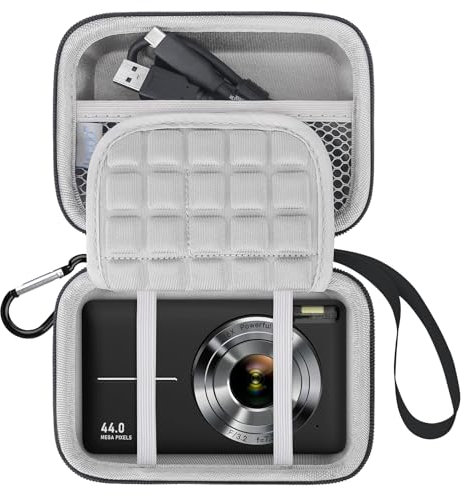 Lacdo Camera Carrying Case for CAMKORY DC403, Kodak PIXPRO FZ55, Canon PowerShot G7 X Mark III/SX740, Sony ZV-1/RX100 VII, Panasonic LUMIX ZS99 Digital Camera Protective Trave Bag, Black+Gray