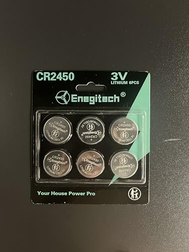 Enegitech CR2450 3V Lithium-Knopfzelle​2450 Hochleistungs- Batterie Langzeitleistung für Hygrometer, Fernbedienungen & Smart-Home-Geräte (6er-Pack)