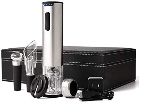 Electric Wine Opener Rechargeable Wine Bottle Opener Stainless Steel Wine Opener Kit With Stopper And Wine Aerator Pourer