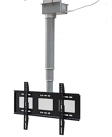 JDJXYNSRT Support TV Plafond - Élévateur TV électrique, Support TV réglable Compatible avec la Plupart des LED, pour téléviseur Grand écran de 26 à 70 Pouces, 2 méthodes d'installation, 70 cm