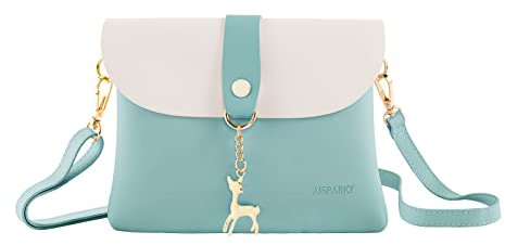 AISPARKY Handtasche Teenager Mädchen Geldbörse Crossbody Leder kleine Geldbörse Geldbeutel PU Tasche Geschenke für Kinder Mädchen Kleinkinder mit Strap Strap (Water Blue)