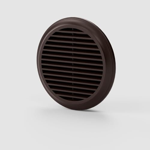 150mm Brown Round Fixed Blade External Wall Vent Grille – Soffit Cover for Ducting, Extractor Fan, Bathroom, Kitchen, HVAC, Indoor & Outdoor Air Ventilation, Louvred Outlet