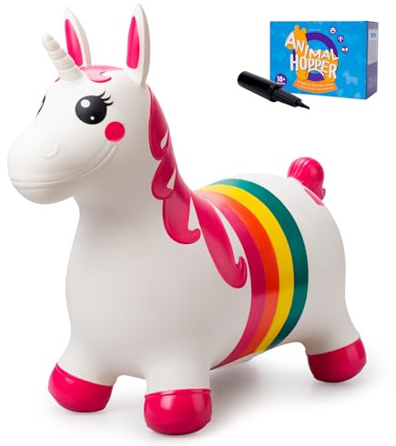 Vastoy Animal Hopper for Kids 2-6 Years - Animal Hoppers Inflatable Bouncy Ride-On Toy with Hand Pump, Indoor Outdoor Ride-On for Balance Training