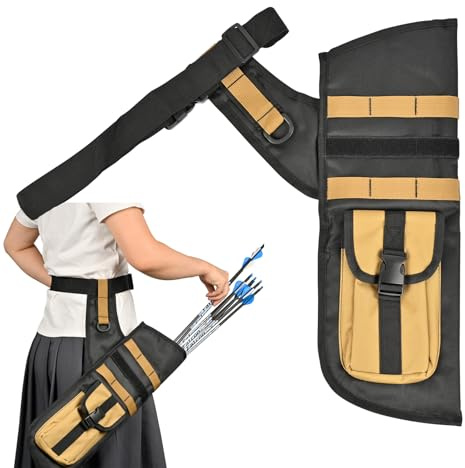 SPG Hip Quivers for Archery - Arrow Quiver with Molle System Archery Quiver Arrow Holder with Adjustable Belt Bow Quiver for Compound Recurve Bow 3D Target Practice Backyard Archery Shooting (Khaki)