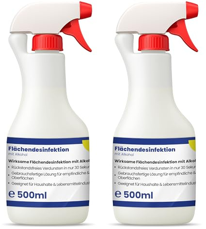 Mr. Perfect® alkoholisches Flächendesinfektionsmittel 2x500 ml - Hochwirksame Flächendesinfektion mit Alkohol - Ideales Desinfektionsmittel für alle glatten Oberflächen